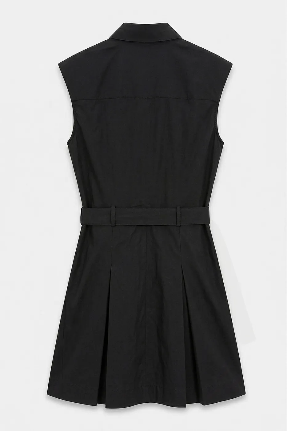 Bayan Siyah %100 Cotton Pileli Mini Gömlek Elbise