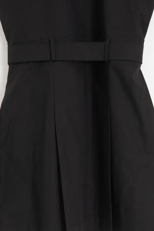 Bayan Siyah %100 Cotton Pileli Mini Gömlek Elbise - BSL