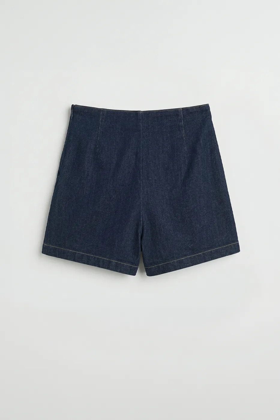 Bayan Mavi Düğme Detaylı Mini Denim Şort Etek