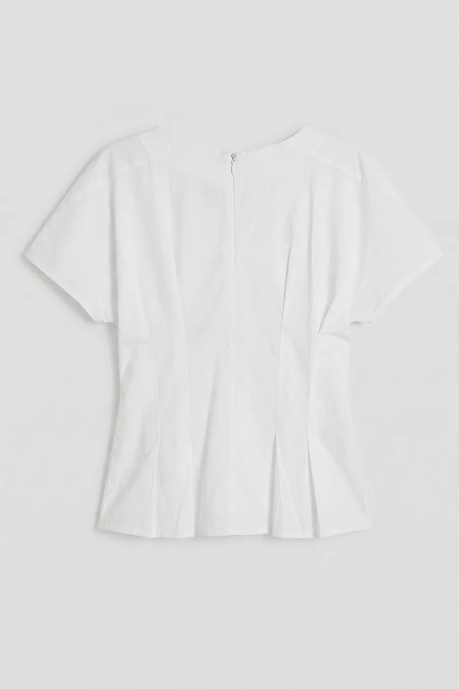 Bayan Beyaz V Yakalı Pileli Poplin Bluz