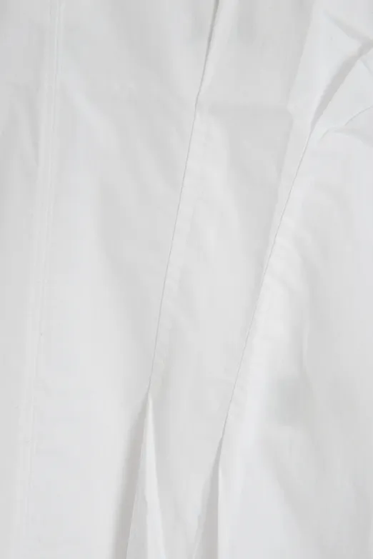 Bayan Beyaz V Yakalı Pileli Poplin Bluz - BSL