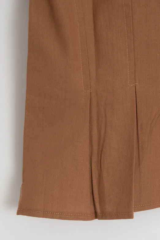 Bayan Tarçın V Yakalı Pileli Poplin Bluz - BSL