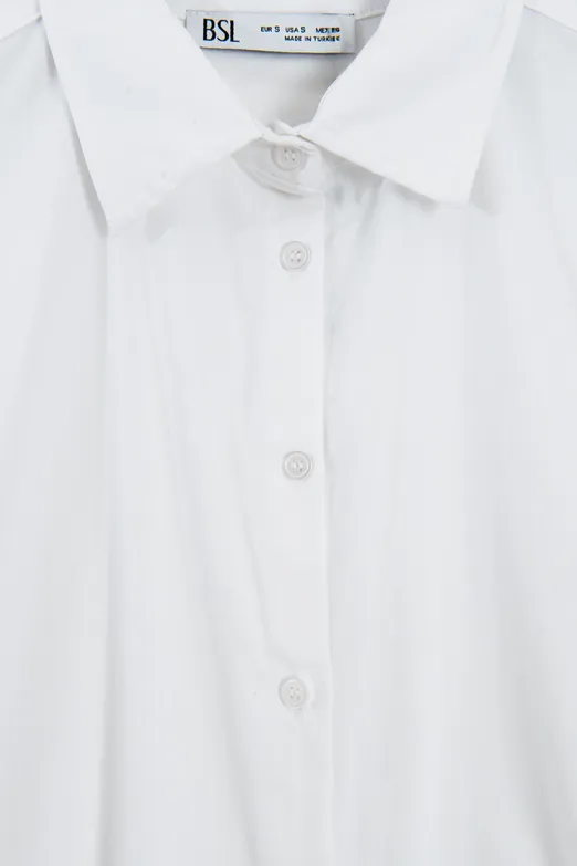 Bayan Beyaz Klasik Poplin Gömlek - BSL