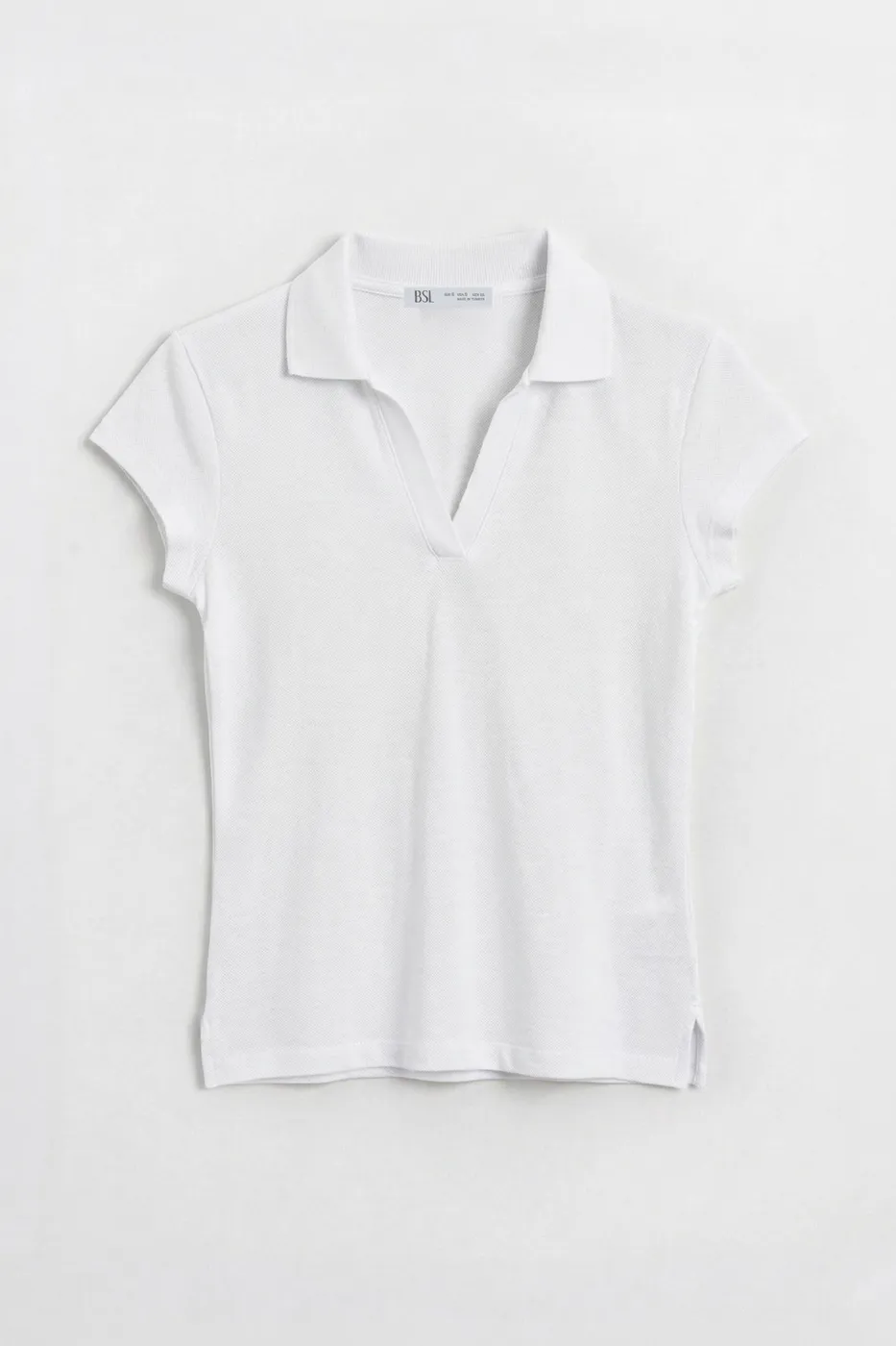 Bayan Beyaz Polo Yakalı Pike Tshirt