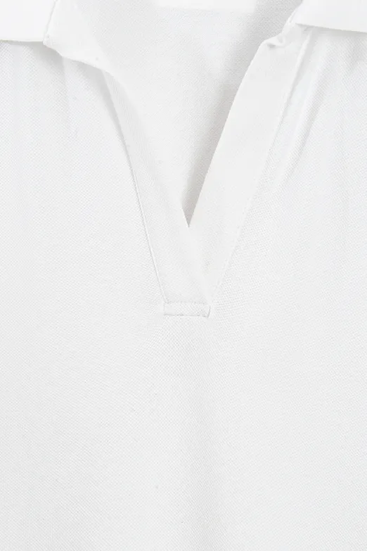 Bayan Beyaz Polo Yakalı Pike Tshirt - BSL