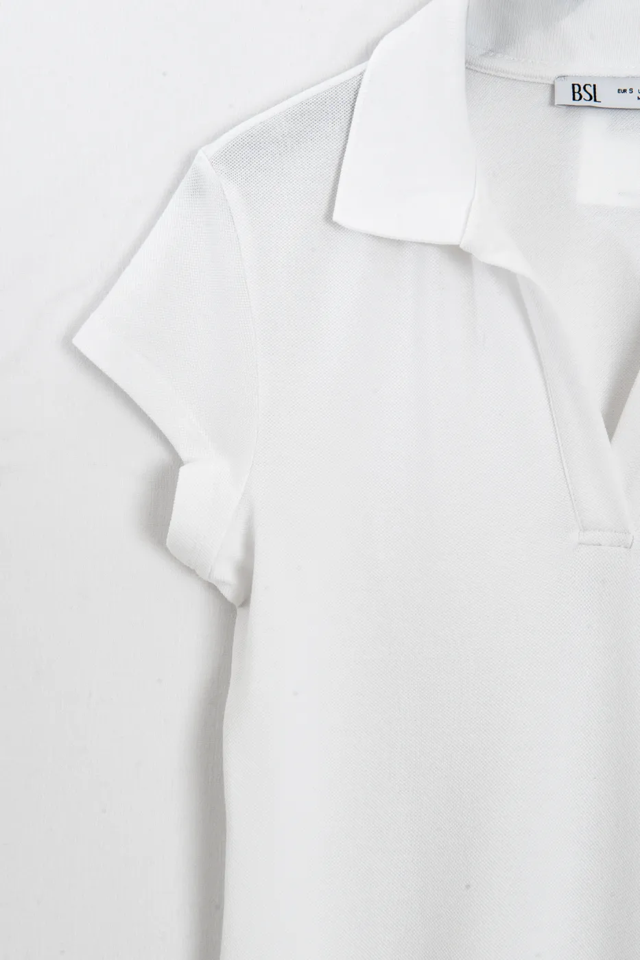 Bayan Beyaz Polo Yakalı Pike Tshirt