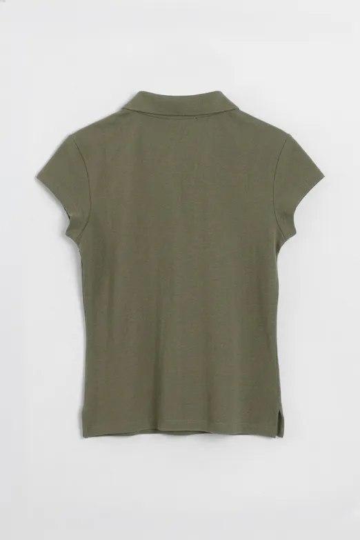 Bayan Haki Polo Yakalı Pike Tshirt - BSL