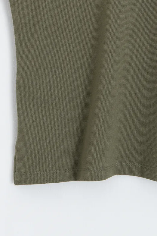 Bayan Haki Polo Yakalı Pike Tshirt - BSL