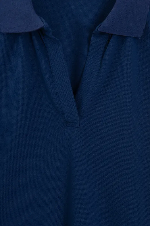 Bayan Lacivert Polo Yakalı Pike Tshirt - BSL