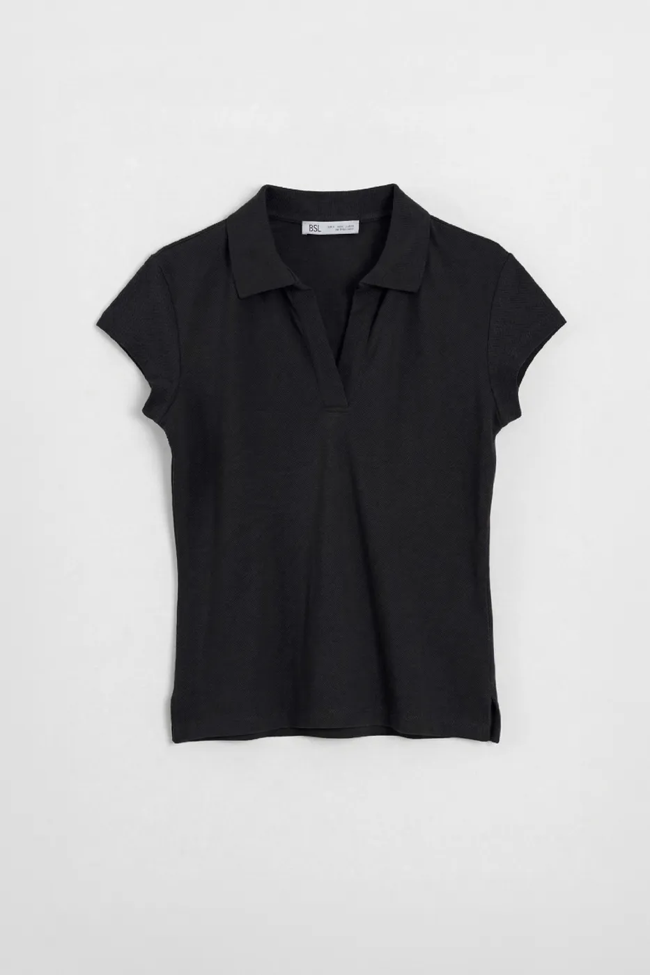 Bayan Siyah Polo Yakalı Pike Tshirt