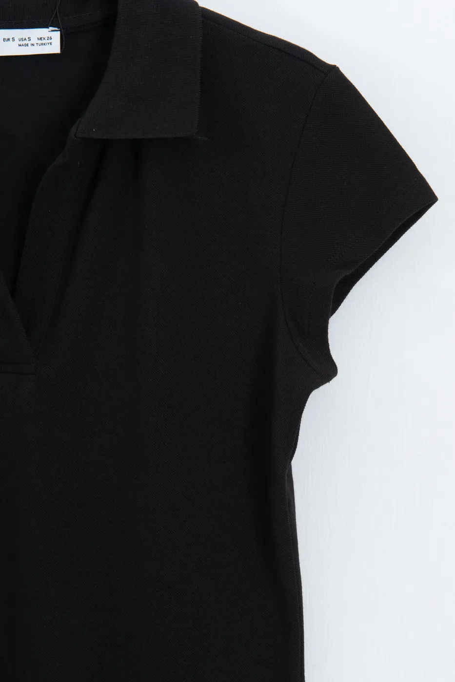 Bayan Siyah Polo Yakalı Pike Tshirt