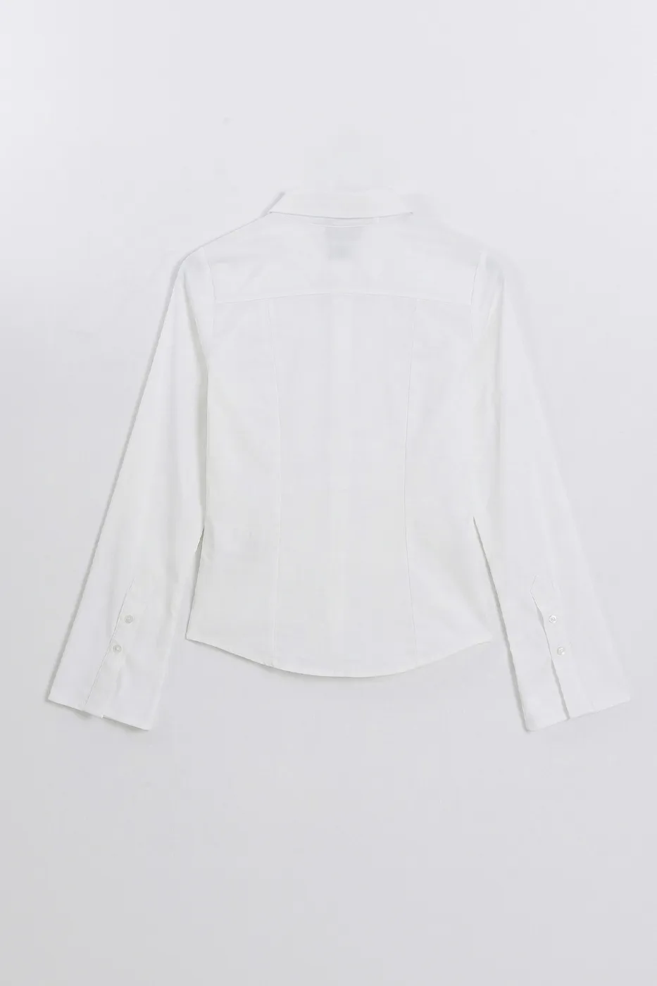 Bayan Beyaz Çan Kollu Slim Poplin Gömlek
