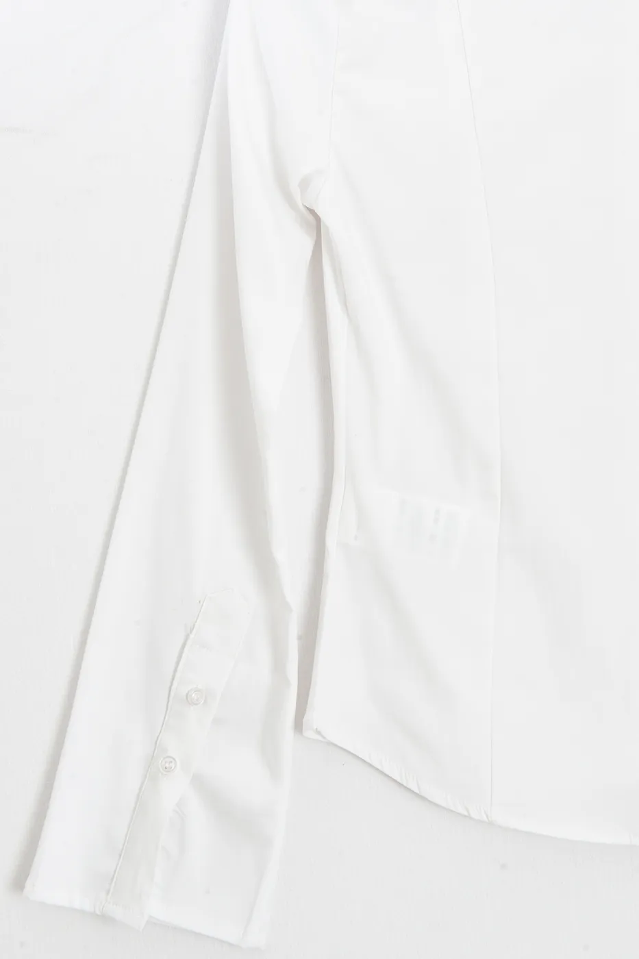 Bayan Beyaz Çan Kollu Slim Poplin Gömlek