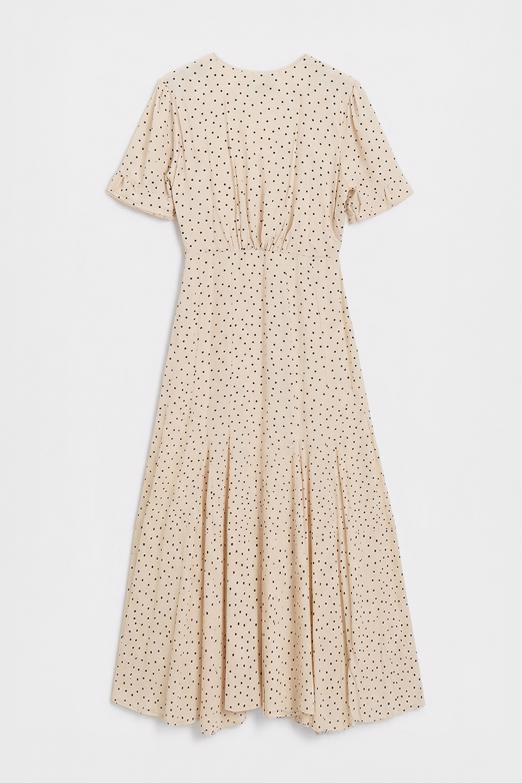 Puantiyeli Volanlı Midi Elbise