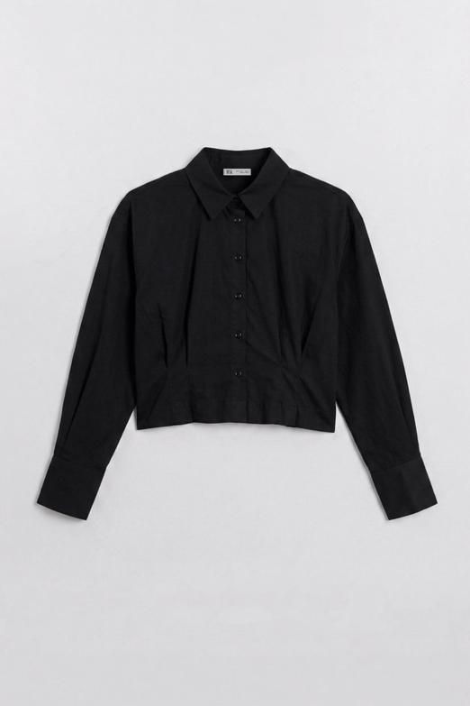 Pileli Kısa Poplin Gömlek