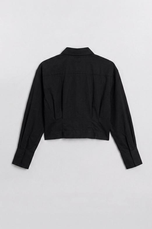 Pileli Kısa Poplin Gömlek