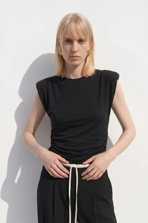 Bayan Siyah Drapeli Vatkalı Top - BSL