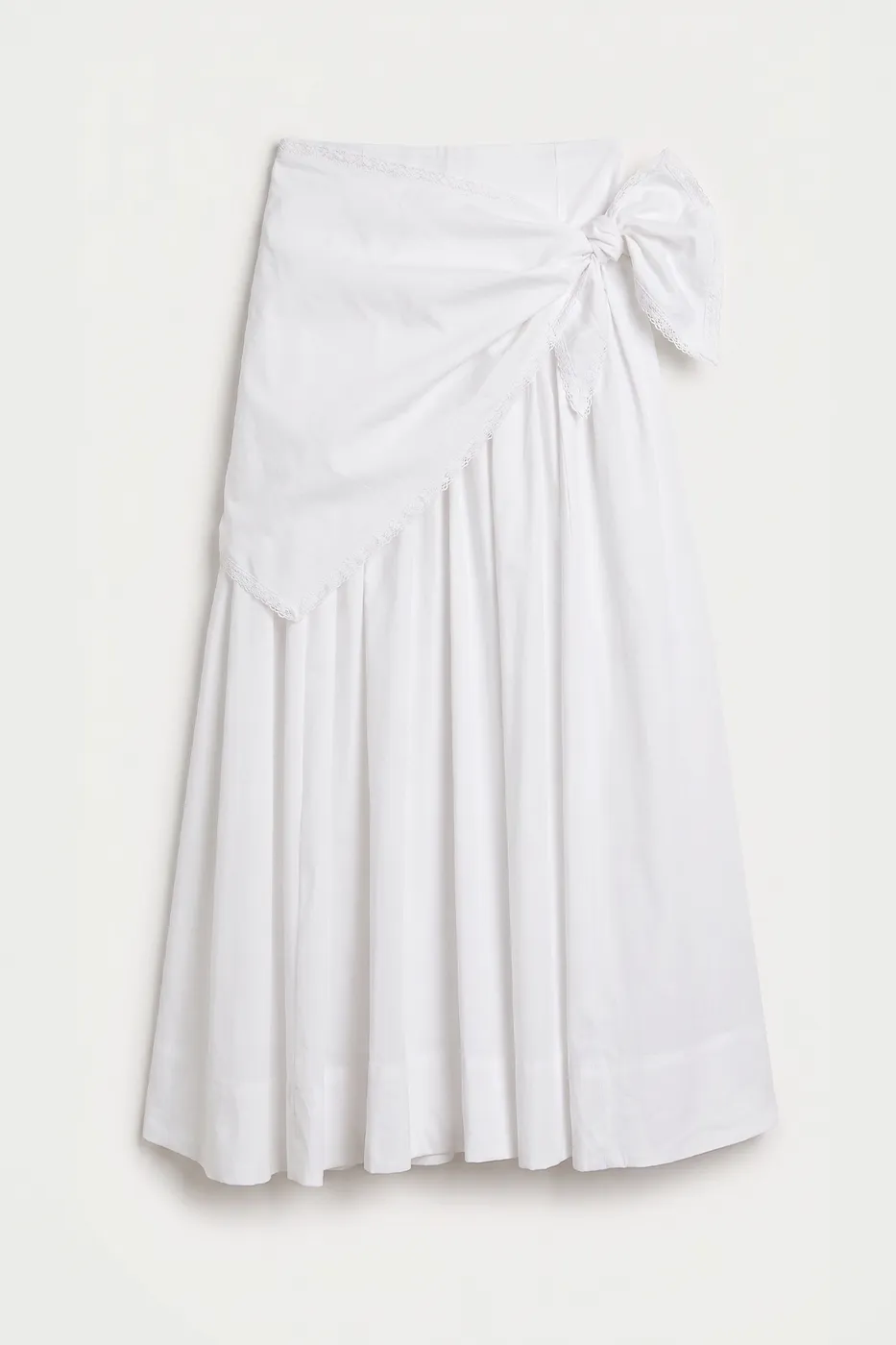 Bayan Beyaz Volanlı Eşarplı Midi Etek