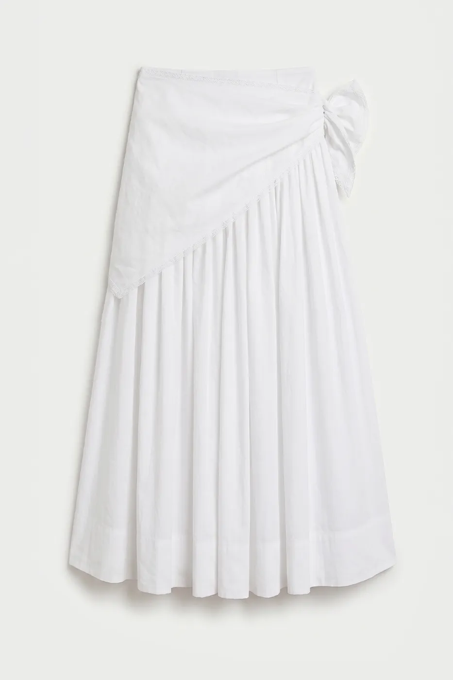 Bayan Beyaz Volanlı Eşarplı Midi Etek