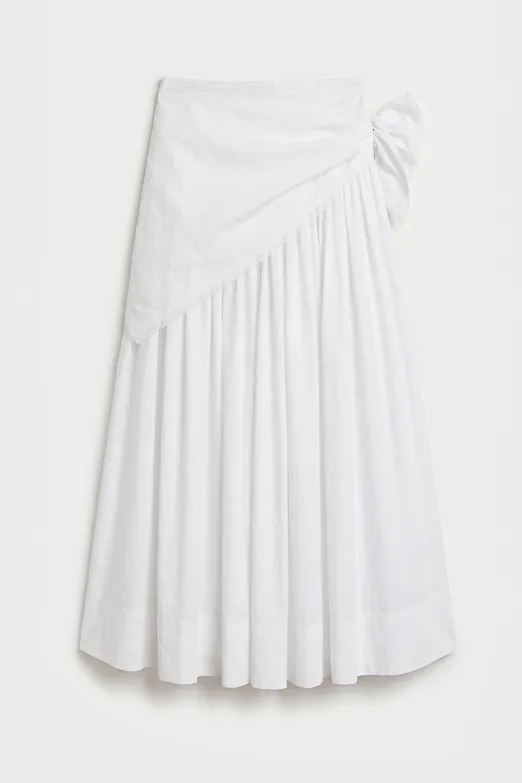 Bayan Beyaz Volanlı Eşarplı Midi Etek - BSL