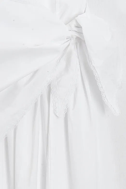 Bayan Beyaz Volanlı Eşarplı Midi Etek - BSL