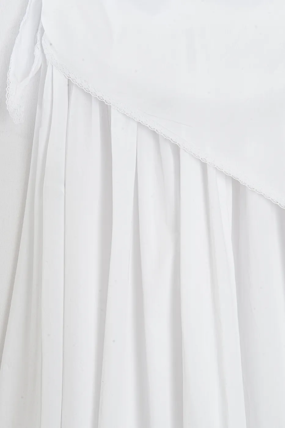 Bayan Beyaz Volanlı Eşarplı Midi Etek