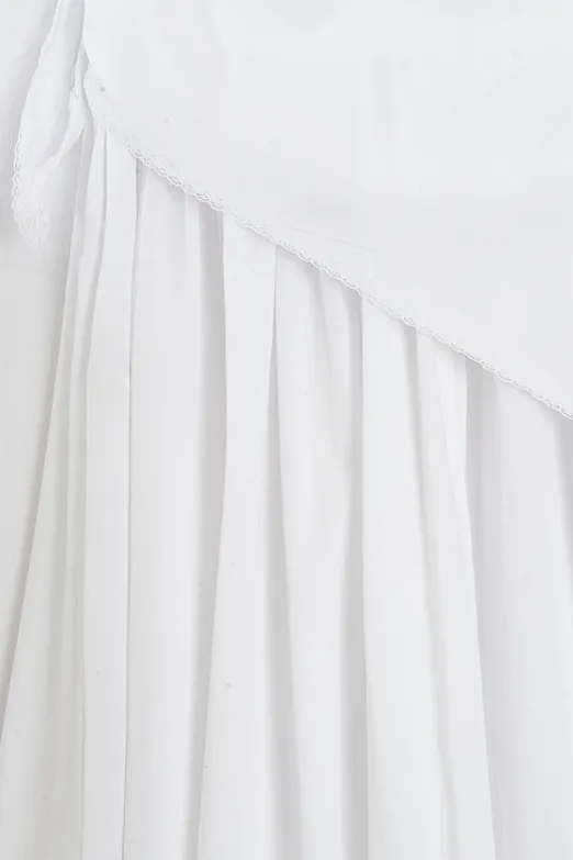 Bayan Beyaz Volanlı Eşarplı Midi Etek - BSL