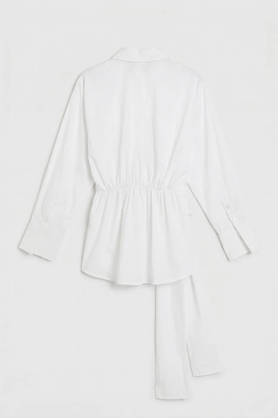 Bayan Beyaz Bağcıklı Poplin Gömlek