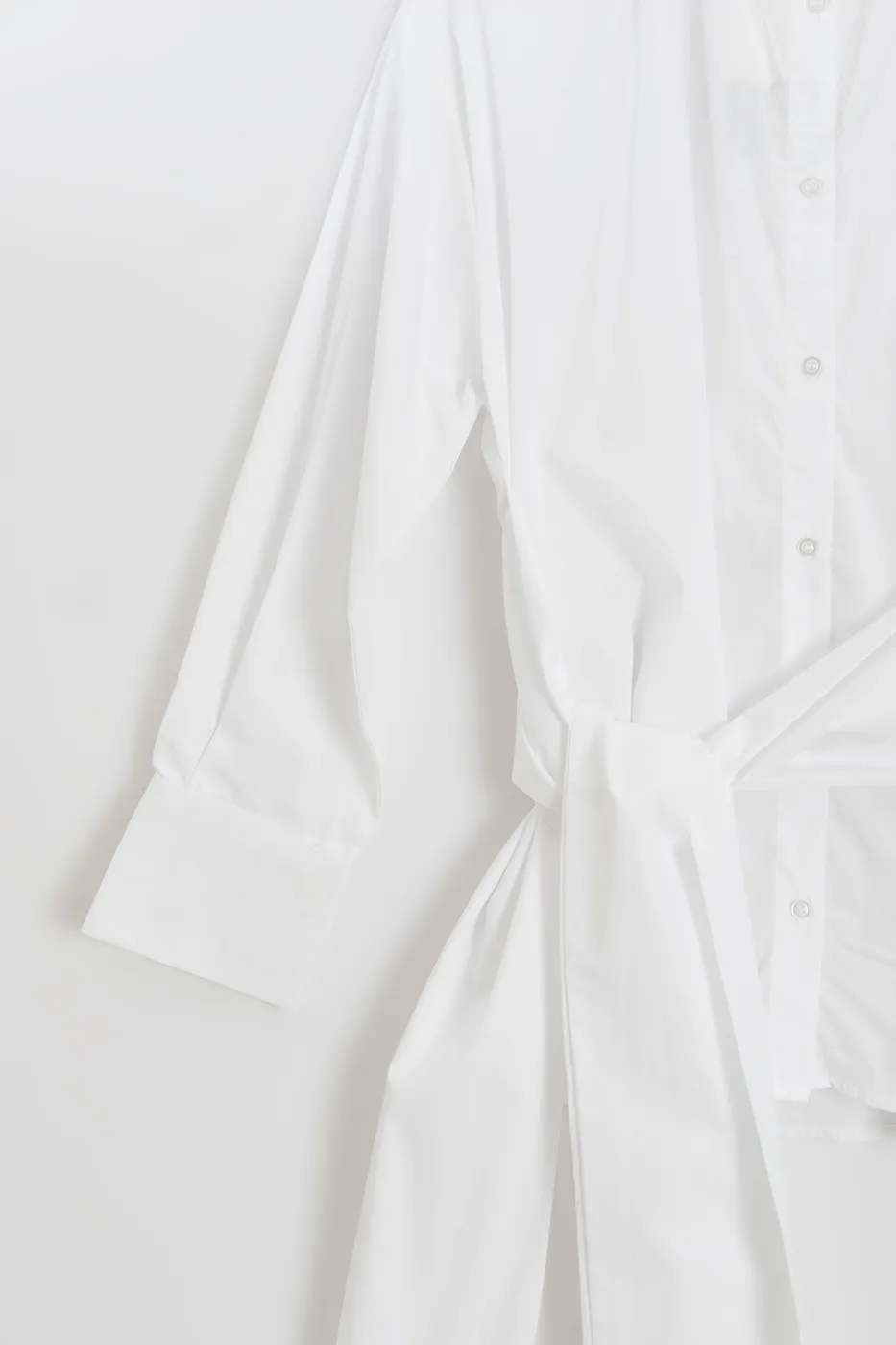 Bayan Beyaz Bağcıklı Poplin Gömlek