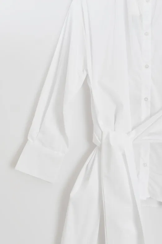 Bayan Beyaz Bağcıklı Poplin Gömlek - BSL