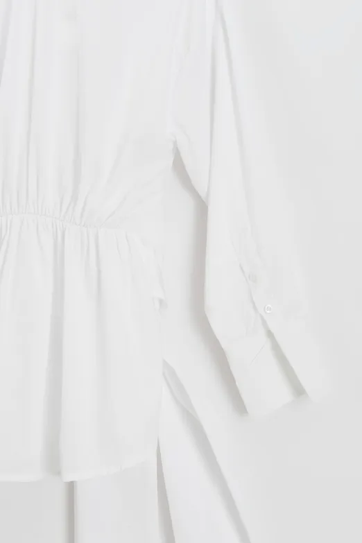 Bayan Beyaz Bağcıklı Poplin Gömlek - BSL