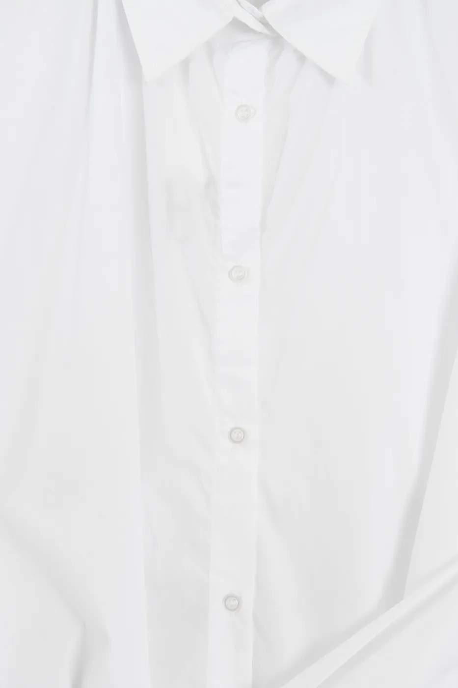 Bayan Beyaz Bağcıklı Poplin Gömlek