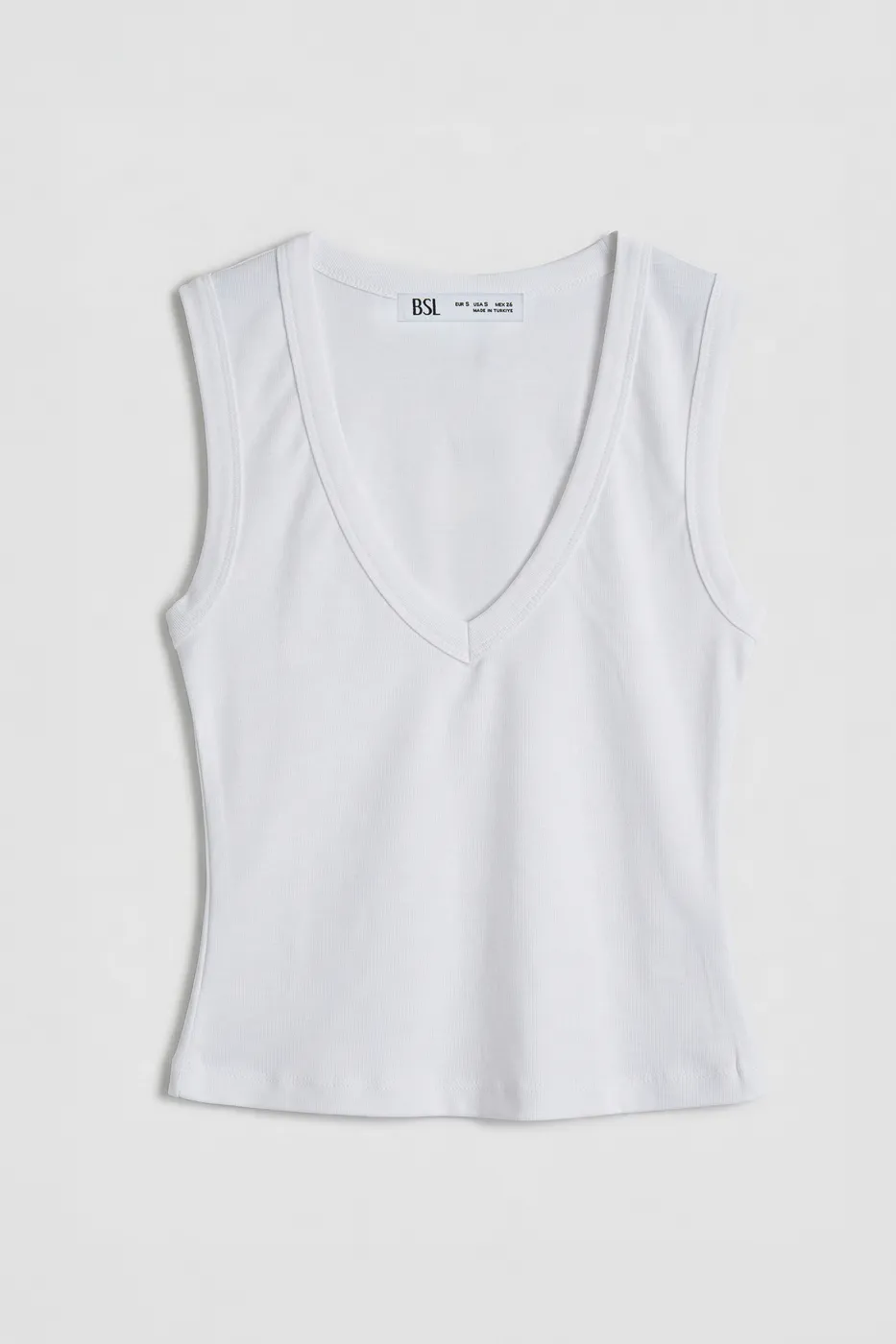 Bayan Beyaz Slim V Yaka Slim Top