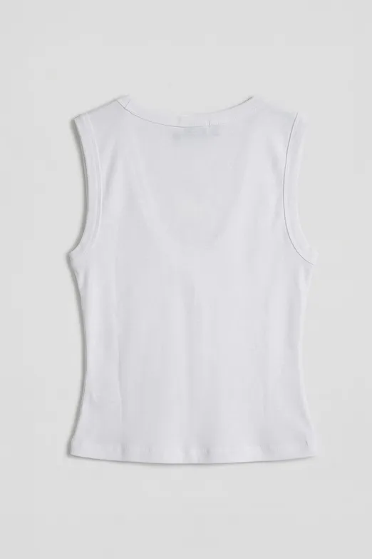 Bayan Beyaz Slim V Yaka Slim Top - BSL