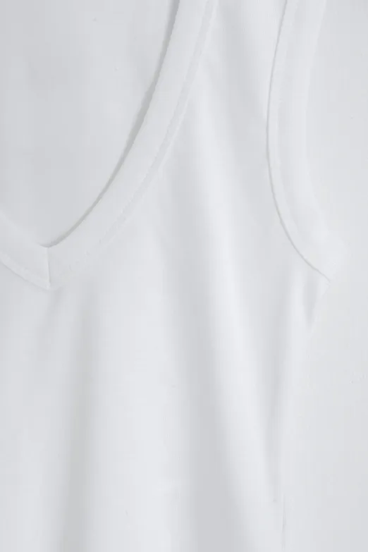 Bayan Beyaz Slim V Yaka Slim Top - BSL