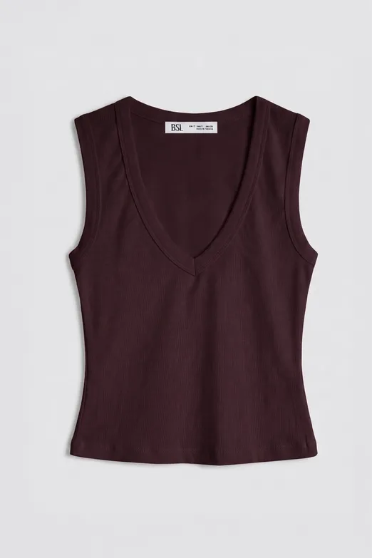 Bayan Bordo Slim V Yaka Slim Top - BSL