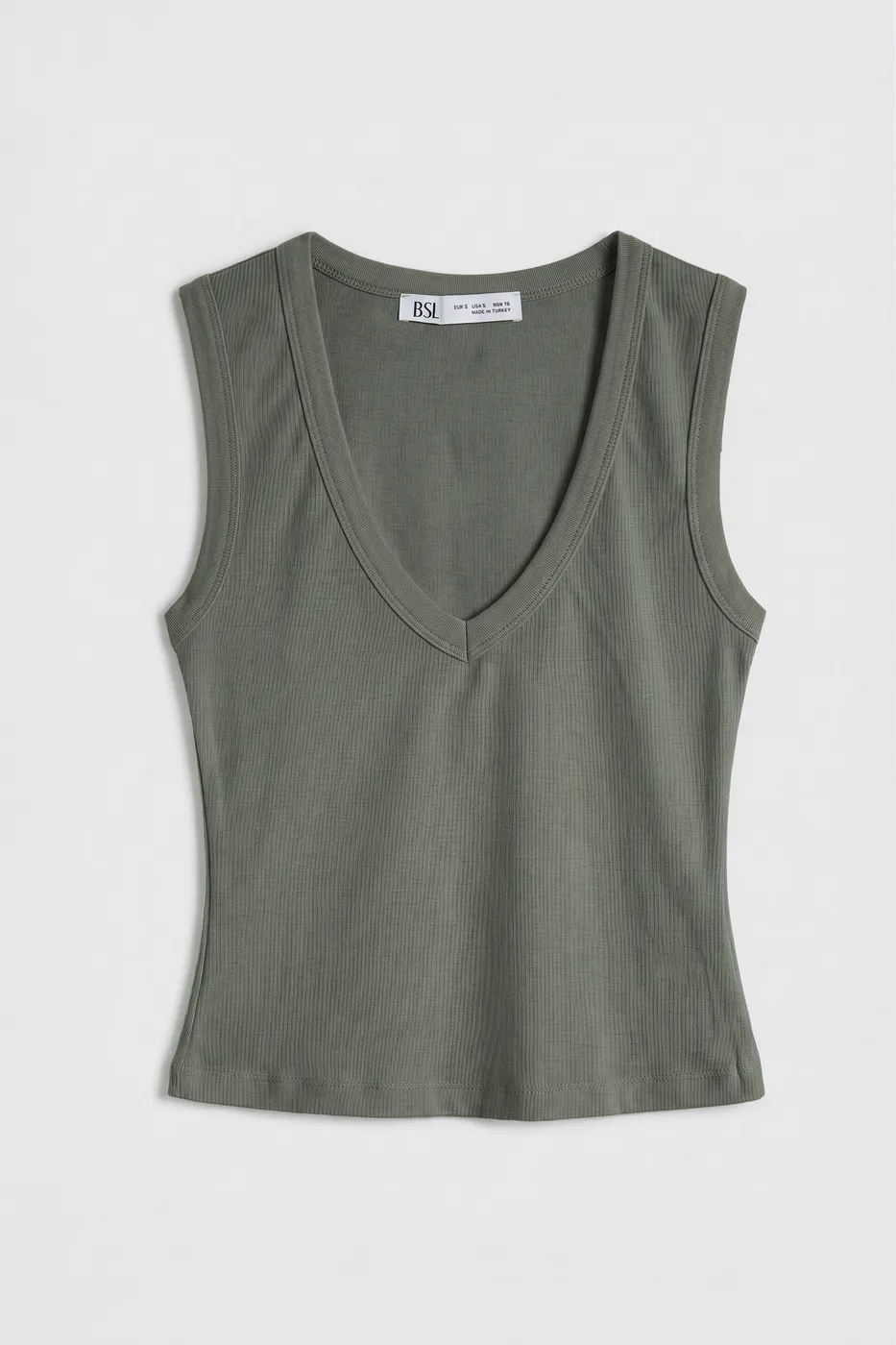 Bayan Haki Slim V Yaka Slim Top