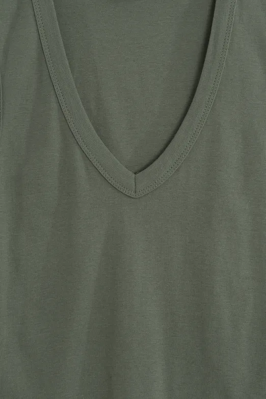 Bayan Haki Slim V Yaka Slim Top - BSL