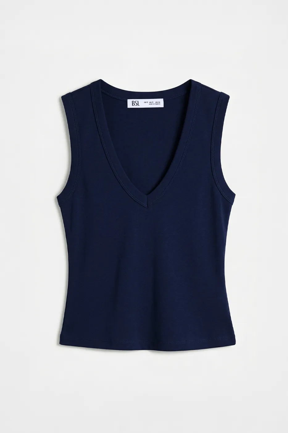 Bayan Lacivert Slim V Yaka Slim Top