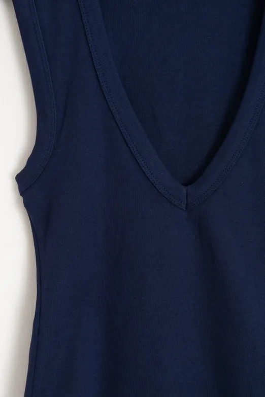 Bayan Lacivert Slim V Yaka Slim Top - BSL