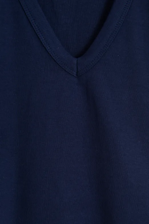 Bayan Lacivert Slim V Yaka Slim Top - BSL