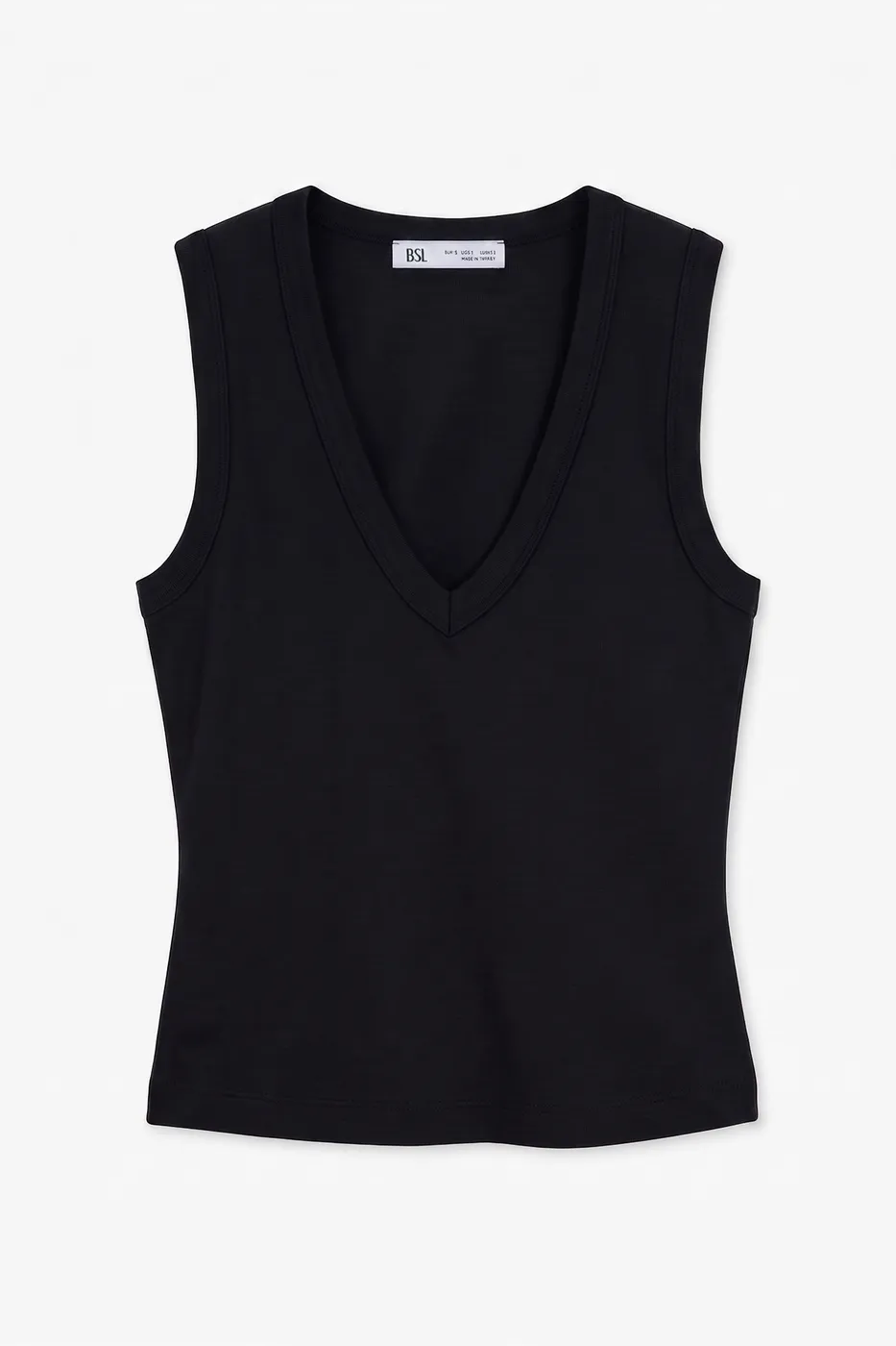 Bayan Siyah Slim V Yaka Slim Top