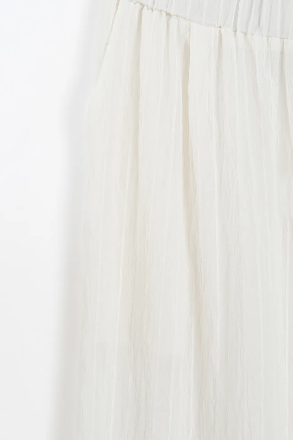 Bayan Ekru Çizgili Oversize Pantolon