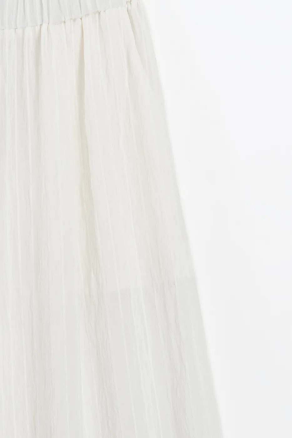 Bayan Ekru Çizgili Oversize Pantolon