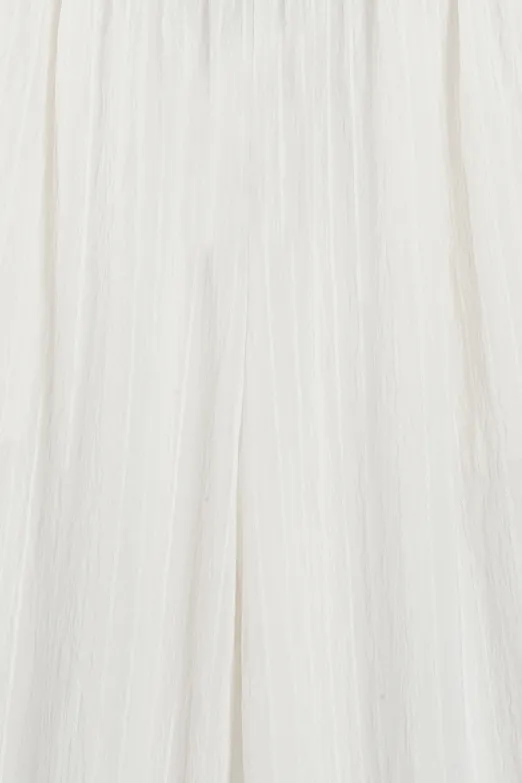 Bayan Ekru Çizgili Oversize Pantolon - BSL