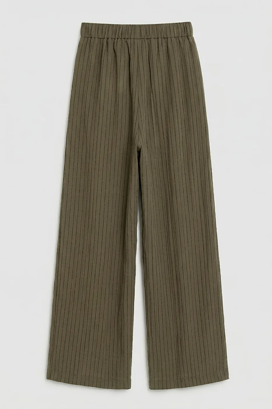 Bayan Haki Çizgili Oversize Pantolon