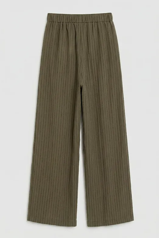 Bayan Haki Çizgili Oversize Pantolon - BSL