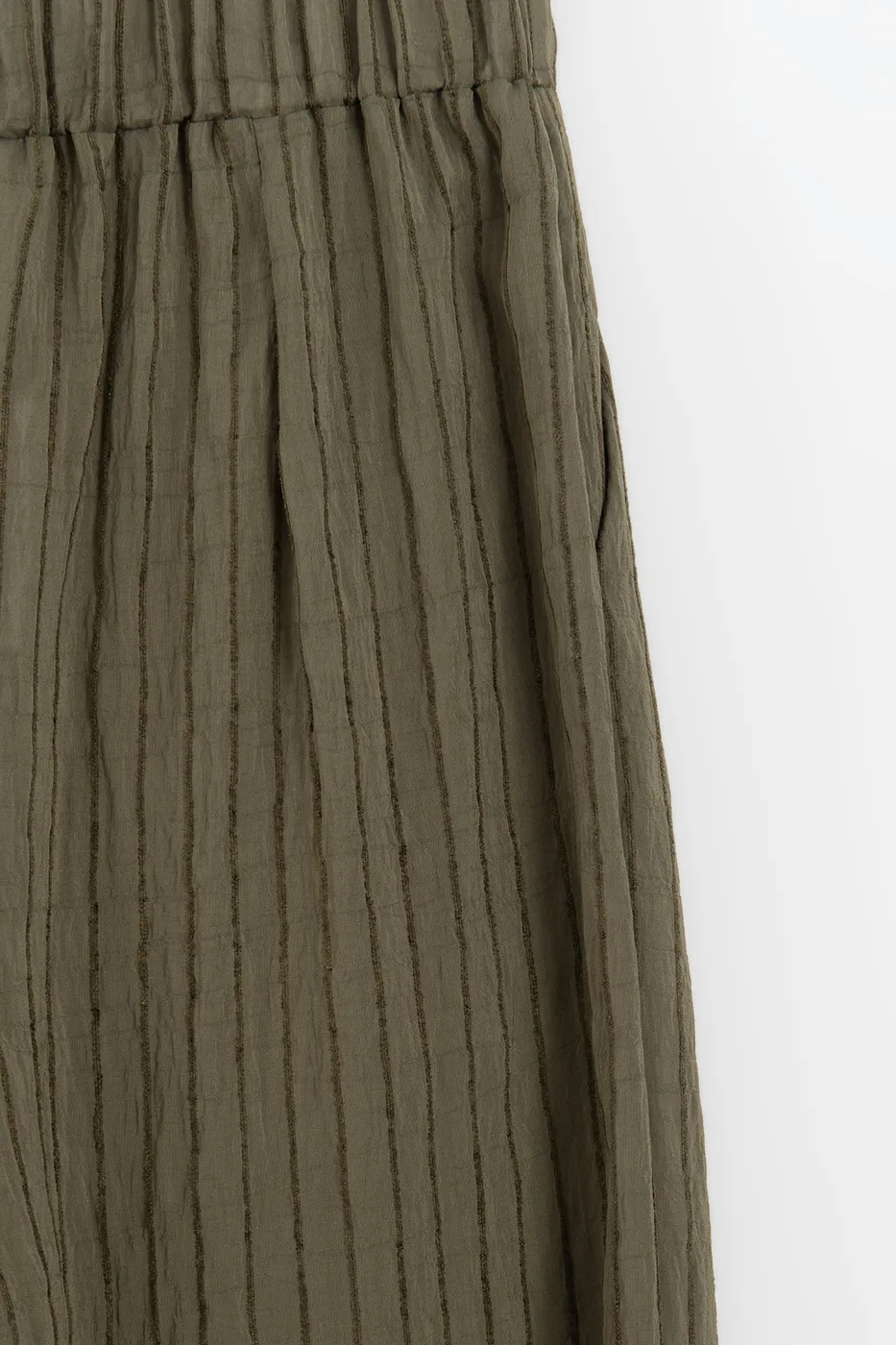 Bayan Haki Çizgili Oversize Pantolon