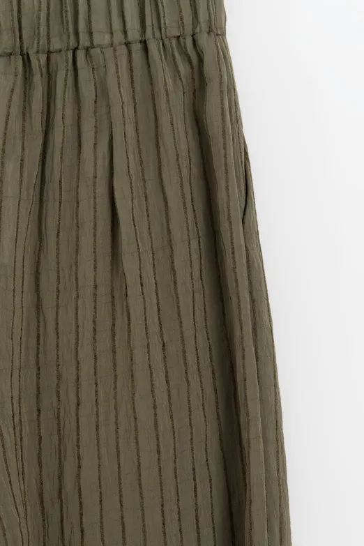 Bayan Haki Çizgili Oversize Pantolon - BSL