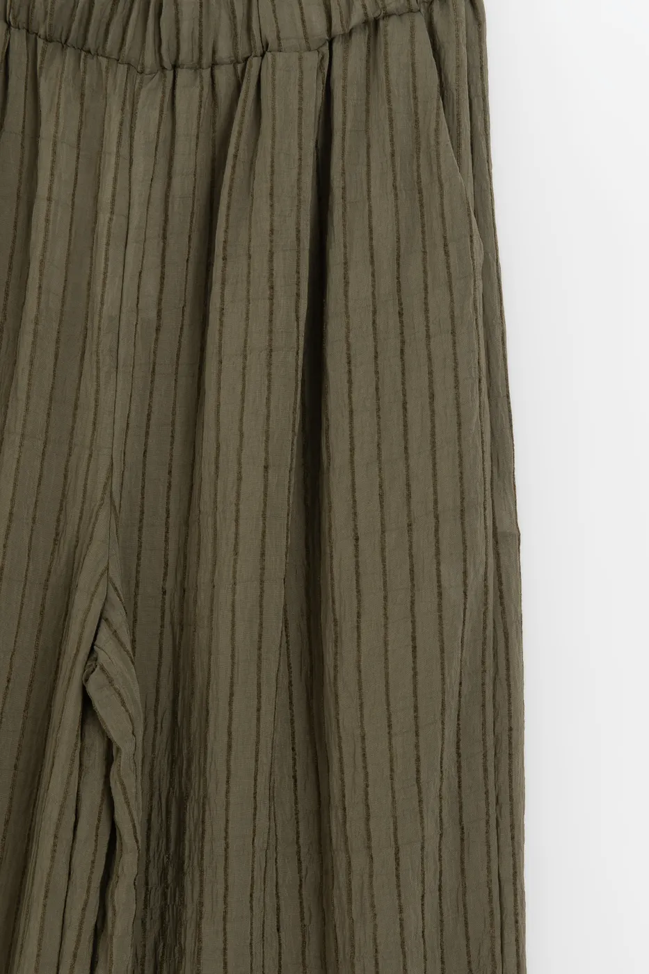 Bayan Haki Çizgili Oversize Pantolon